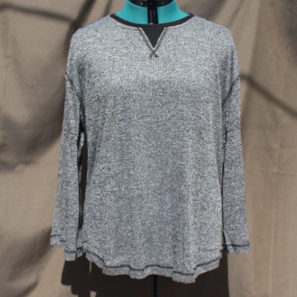 Jessica Simpson Ionna Bell-Sleeve Charcoal Top 1X